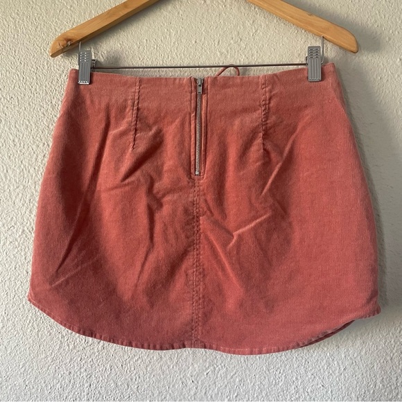 Forever 21 Corduroy Lace Up Mini Skirt Ladies M Pink Coquette Stretch Fall EUC - Picture 6 of 10